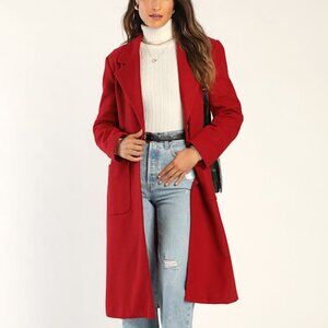 Lulus Style Squad Wine Red Coat - Size XL